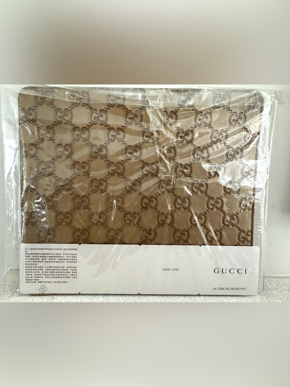 GUCCI GG Guccissima Embossed Leather Mouse Pad  Brown Desk Mat NEW Made In Italy - Picture 6 of 6